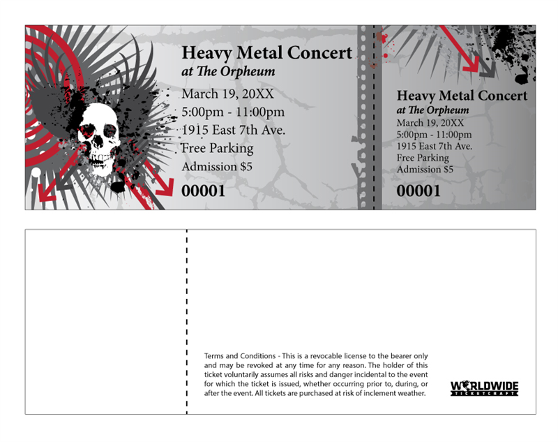 Buy Tickets For Heavy Metal Concert Worldwide Ticketcraft WWTC A Buy Tickets For Heavy Metal Concert Worldwide Ticketcraft WWTC A