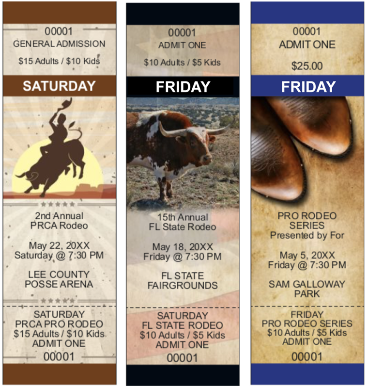 Rodeo Event Ticket Printing