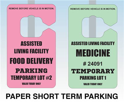 DIY Parking Permits - 2.75" x 4.75" - Temporary Tags