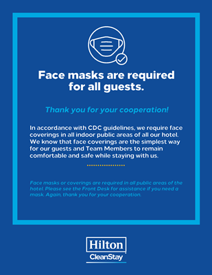 Hilton CleanStay Face Mask Requirement Stickers