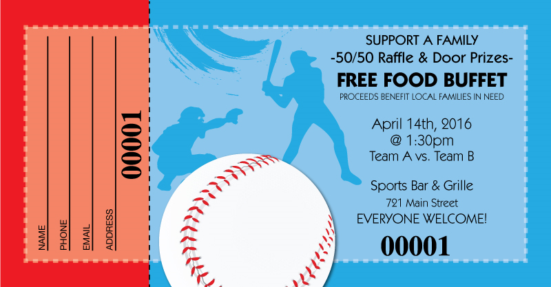 Classic Baseball Raffle Ticket Template – Sports Invites