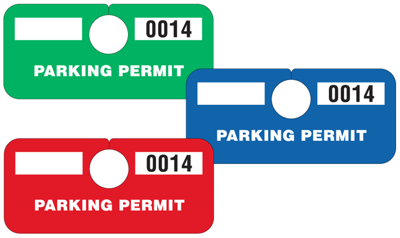 Two-sided parking permits are in-stock and ship fast. Heavy-duty tag  outlasts all others. Our durable ToughTag™ material protects your embedded  text