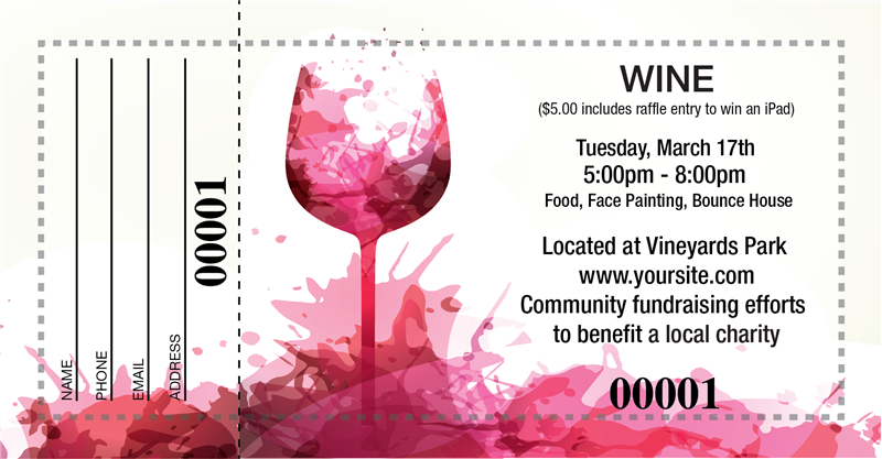 500 for $65. Order raffle tickets for fundraising at your wine tasting. DIY Large Raffle Ticket 5.75
