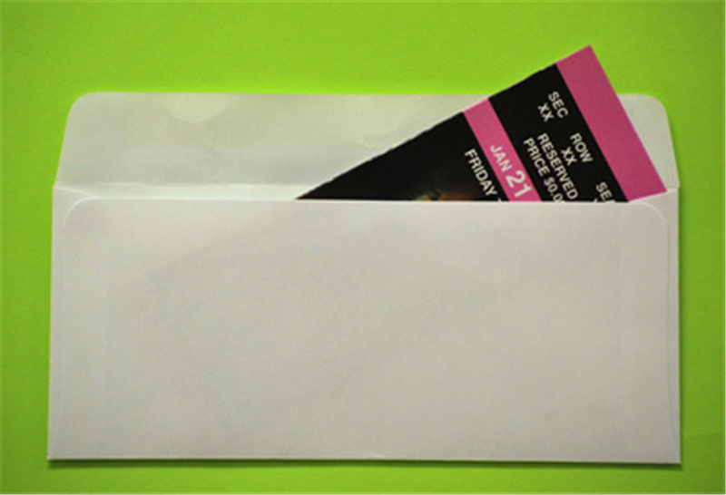 1000 for $39.50. Blank White Ticket Envelopes. Size: 2.875" x 6.625"
