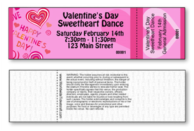 Buy Design It Yourself Horizontal Tickets - General Ad for Valentine's Day, Worldwide Ticketcraft, WWTC