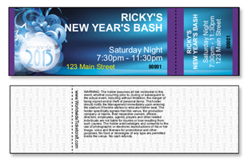 1000 for $90. DIY General Admission Full Color Horizontal Tickets for NYE.
Part Number: DIY_Tix_Hori