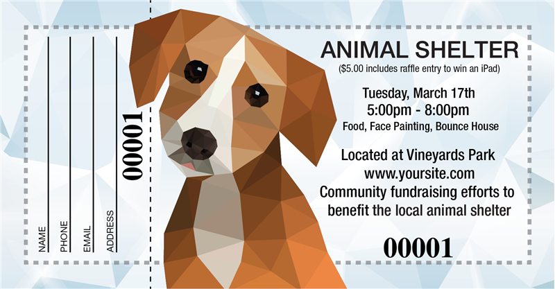 500 for $65. Fundraising tickets to benefit puppy dogs. DIY Large Raffle Ticket 5.75