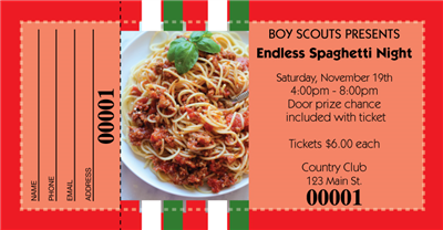 Buy Custom Raffle Tickets for Spaghetti Raffles