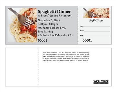 buy event raffle tickets for spaghetti night fundraisers raffle tickets with stubs
