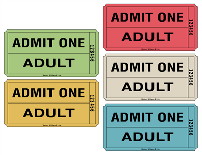 Large Roll Tickets - Admit One Adult