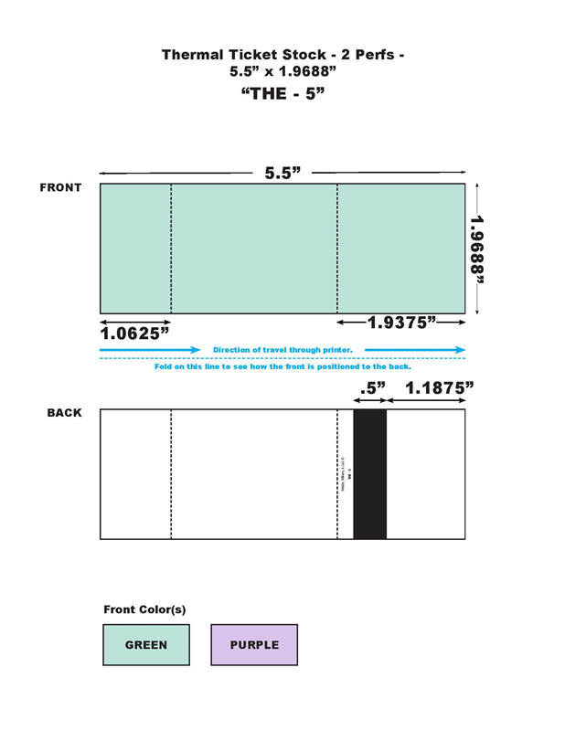 buy fan folded thermal ticket stock solid bar 2 perfs