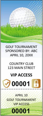 Golf Tournament Tickets with Security Features