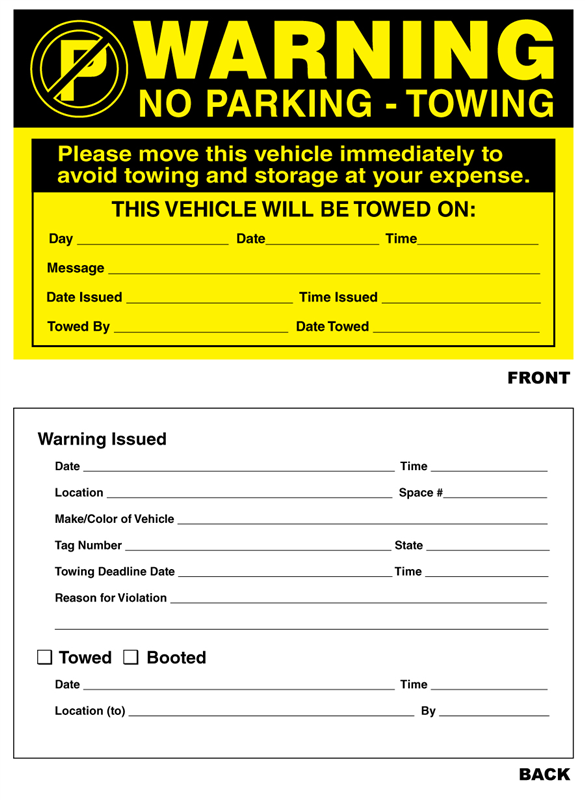 Buy large illegal parking violation stickers in bright yellow | Worldwide  Ticketcraft | WWTC | A Division of WWu0026L