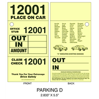 3 Part Valet Parking Ticket D 3 Part Valet Parking Ticket D