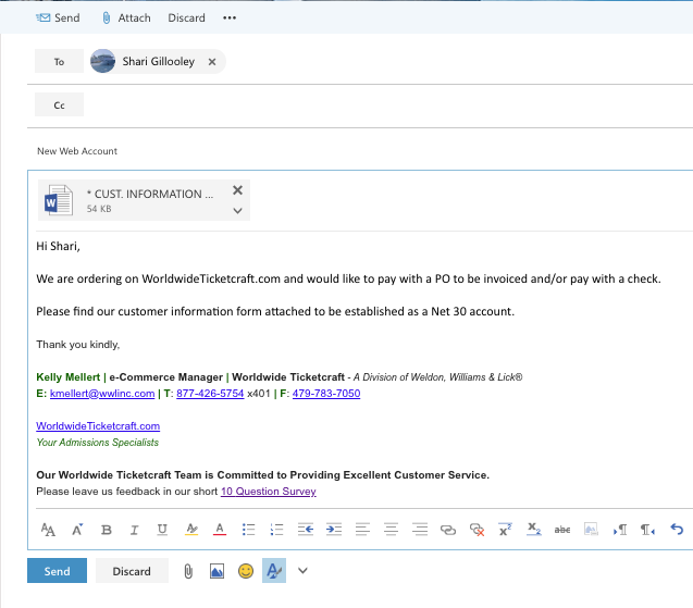 Pay by PO to be invoiced. Establish N30 Terms. Pay by check.