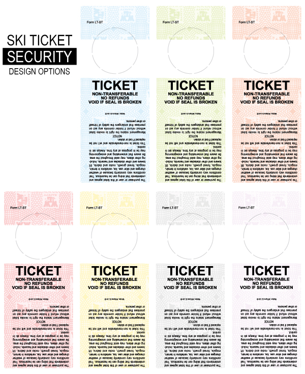 Ski Ticket Security Label Color Options