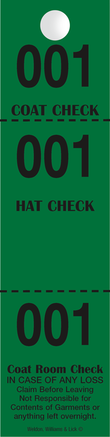 Dark Green Coat Check Hat Check Claim Check