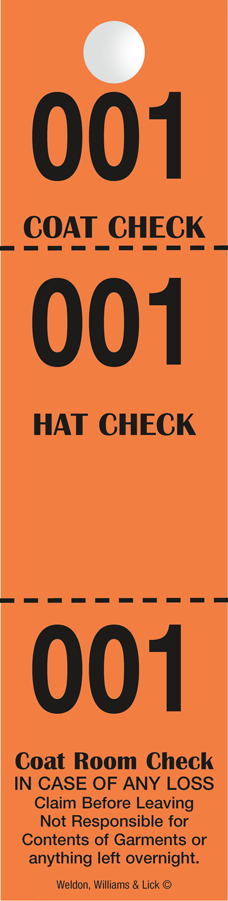 Orange Coat Check Hat Check Claim Check