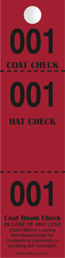 Red Coat Check Hat Check Claim Check