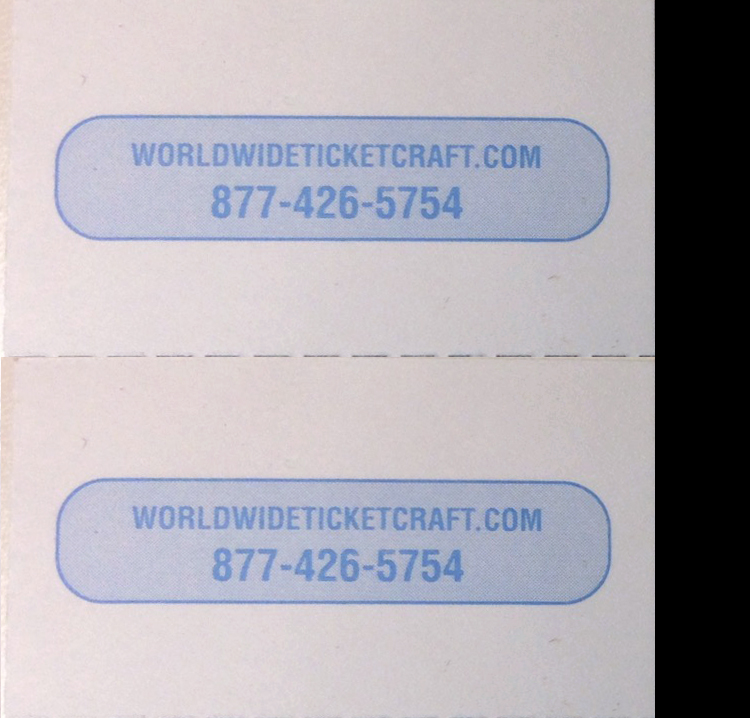 Back printing on DIY Double Roll Tickets